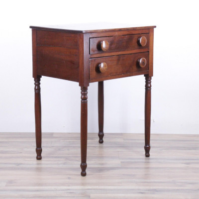 Image for Lot Late Federal Cherry 2-Drawer Side Table, 19th C.