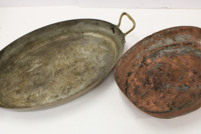 Image 3 of lot 2 Copper Roasting Pans &amp; 4 Copper Fish Pans
