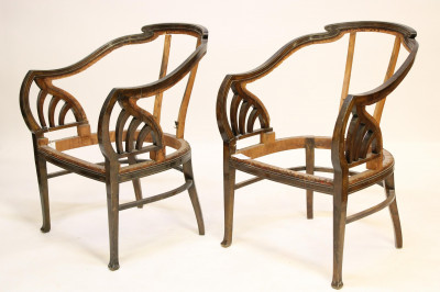 Image for Lot Pair English Art Nouveau Stained Birch Armchairs