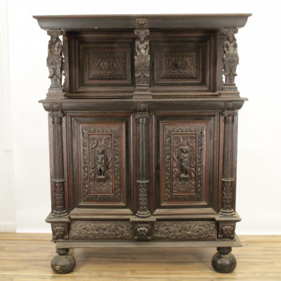 Image for Lot Dutch Baroque Oak Cabinet Late 17th C