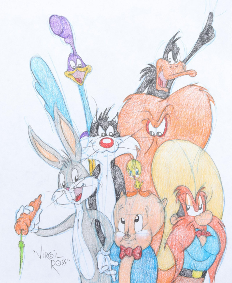 VIRGIL ROSS - BUGS BUNNY & FRIENDS - DRAWING - Capsule Auctions