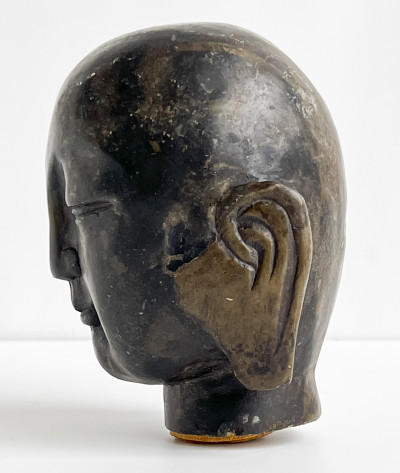 Chinese Carved and Painted Stone Head of a Luohan