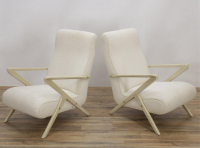 Image for Lot Pr Adrian Pearsall Style Cream Painted Armchairs