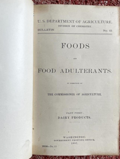 [H W WILEY] Foods & Food Adulterants 1887