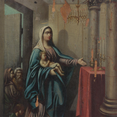Image for Lot Mary & Jesus at an Altar, possibly Russian, 19th C