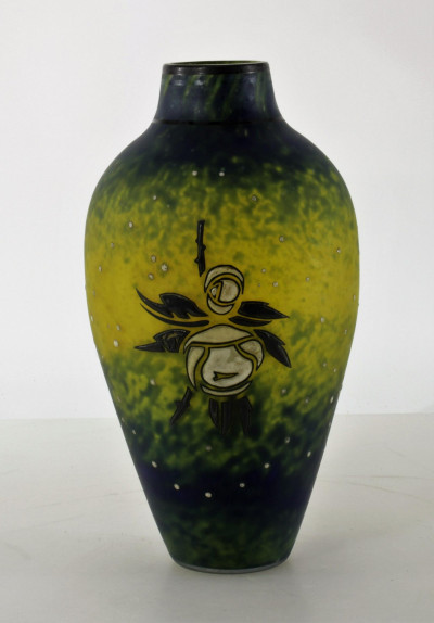 Image for Lot A Delatte - Art Deco Enameled Glass Vase, 1925