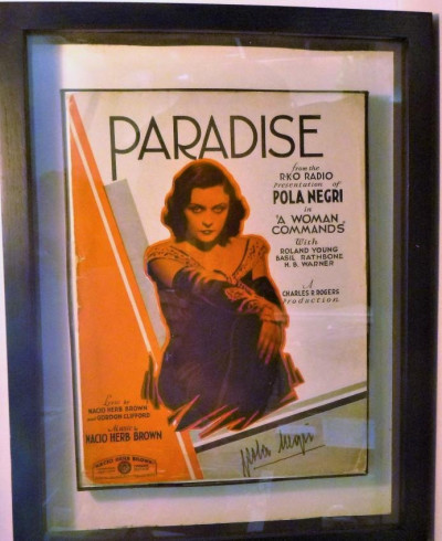 Image for Lot Pola NEGRI signed 'Paradise' sheet music cover , 1932