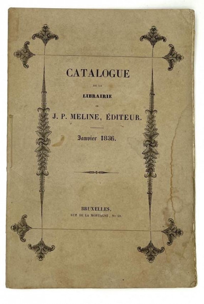 Image for Lot [BOOKSELLING] RARE 1836 CATALOGUE J. P. MELINE