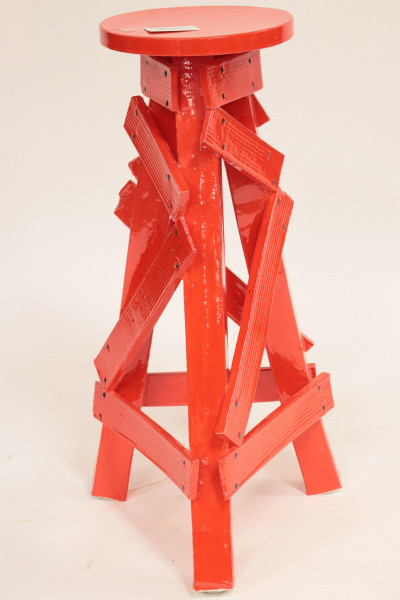 Image for Lot Contemporary Red Ceramic Bar Stool