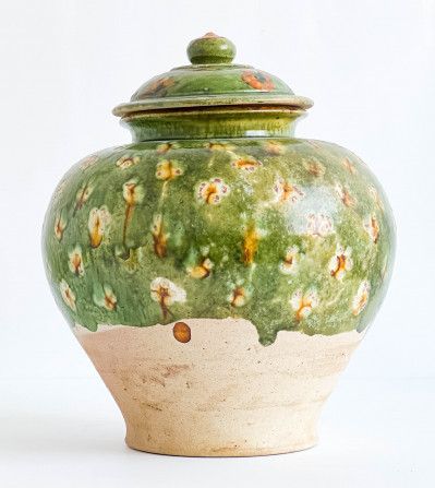 Chinese Sancai Glazed Pottery Jar and Cover