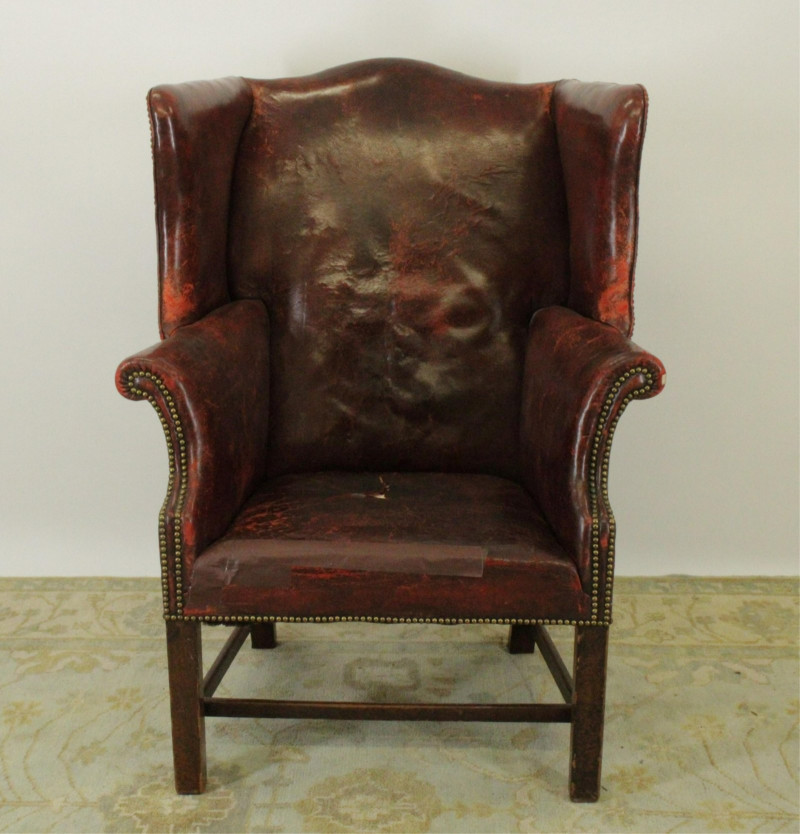 Image 1 of lot 18th C. George III Mahogany Wing Chair