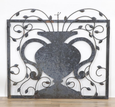 Image for Lot Urn and Vine Forged Iron Fireplace screen