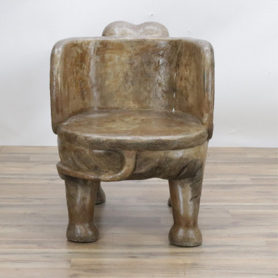 Image for Lot African Hardwood Elephant Throne Chair