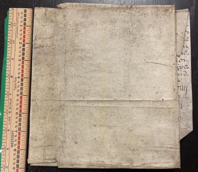 Image 9 of lot [BOOK ARTS] early use of a vellum document as a d.j.