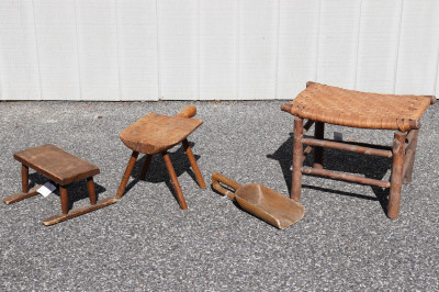Image for Lot Country Wood Accessories: Rustic Limb Stool, Etc.