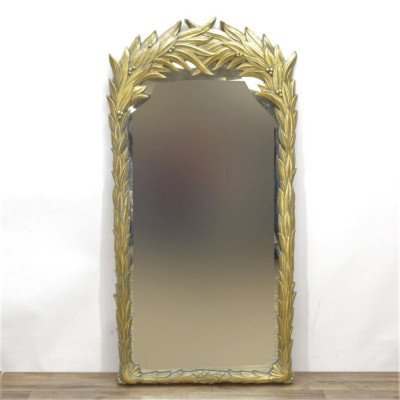 Image for Lot Serge Roche Style Palm Fond Giltwood Mirror
