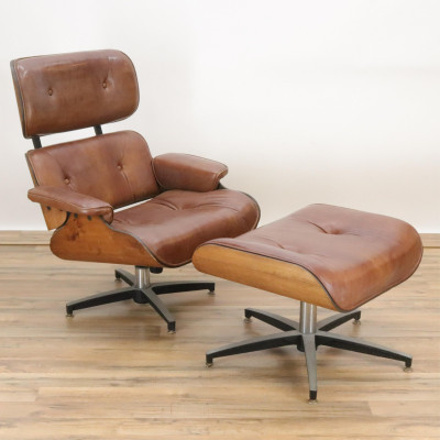 Image for Lot Eames Style Chair And Ottoman