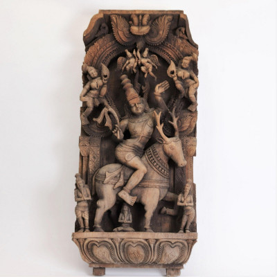 Title Indian Carved Teak Altar of Goddess Venu / Artist