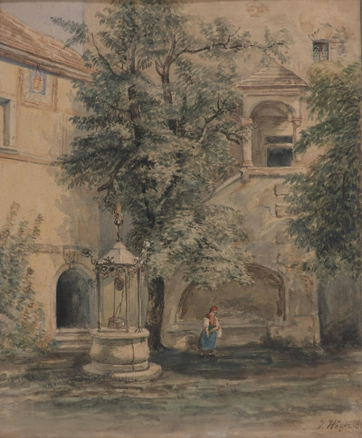 Title Josef Höger, 1801-1877, "Town Square", W/C / Artist