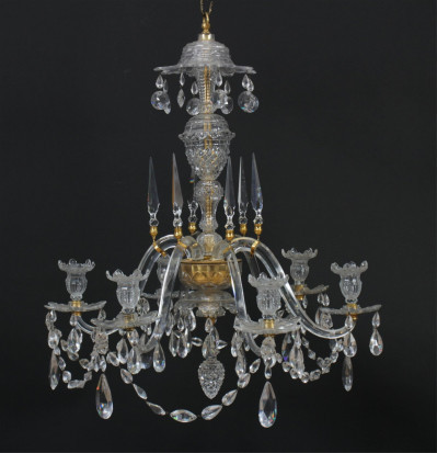 Image for Lot George III Style Cut Crystal Chandelier, 19th C