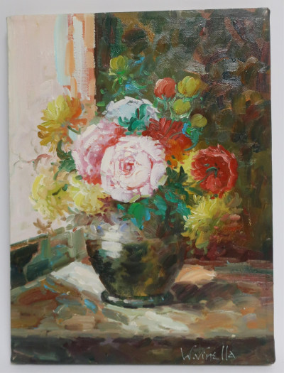 Image for Lot W. Vinella, &apos;Vase of Flowers", O/C