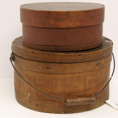 Image for Lot 2 Shaker Style Circular Boxes / Firkins, 19th C.
