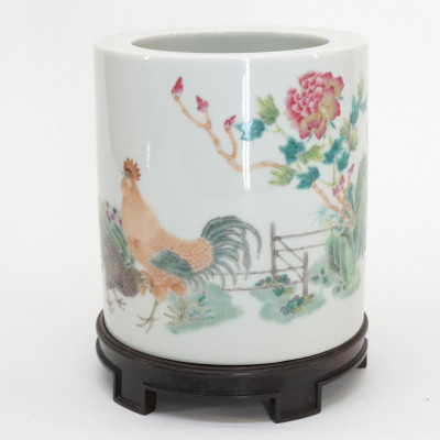 Image for Lot Chinese Porcelain Famille Rose Brushpot