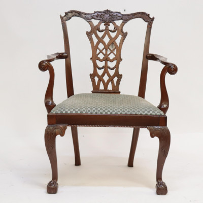 Image for Lot George III Mahogany Open Armchair, 18th C