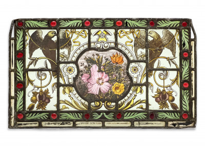 Image for Lot Victorian Stained Glass Panel
