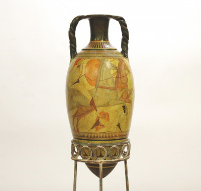 Image for Lot Repro Greco/Roman Pottery Amphora on Stand
