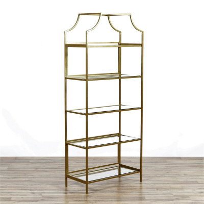 Chinese Chippendale Style Metal/Glass Etagere
