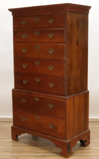 Image for Lot Chippendale Style Cherry Chest on Chest