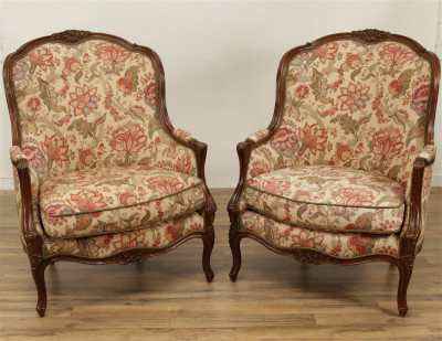 Image for Lot Pair of Louis XV Style Beechwood Bergeres