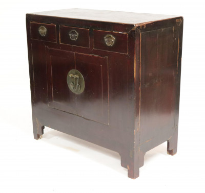 Image for Lot Asian Black Lacquered Storage Cabinet
