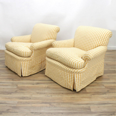 Image for Lot Pair Upholstered Lounge Chairs