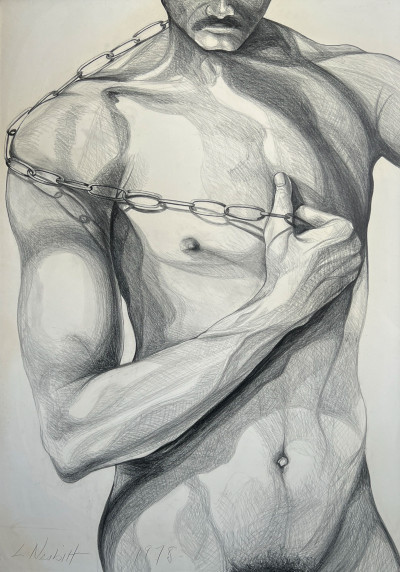 Lowell Nesbitt - Nude Male with Chain