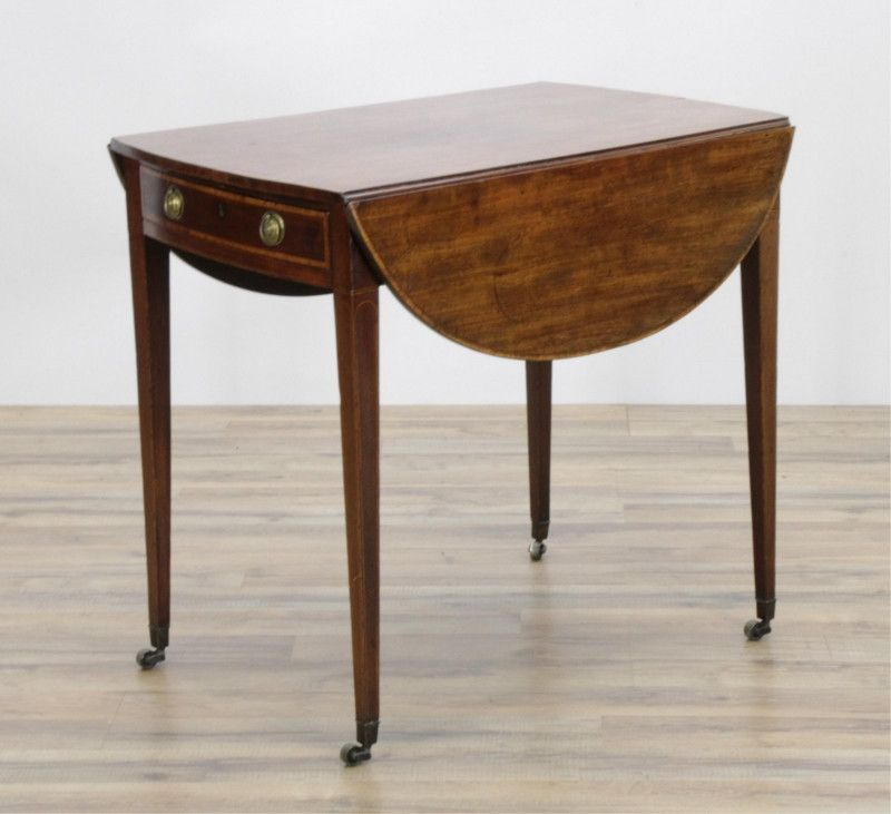 Image 1 of lot 19th C English Pembroke One Drawer Dropleaf Table