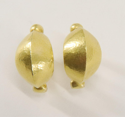 Image for Lot Ilias Lalaounis Hammered 18k Earrings