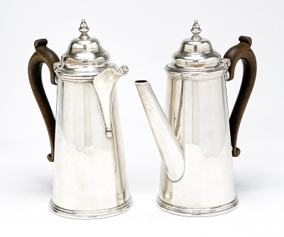 Pair of Sterling Silver Café-Au-Lait Pots