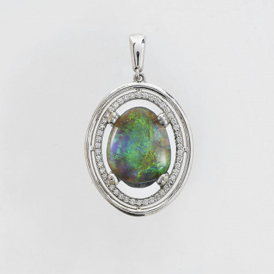 Image for Lot Opal &amp; Diamond Pendant
