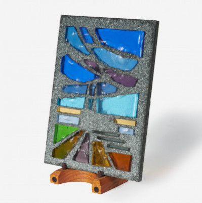 Gabriel Loire  - Untitled (Cement and stained glass slab)