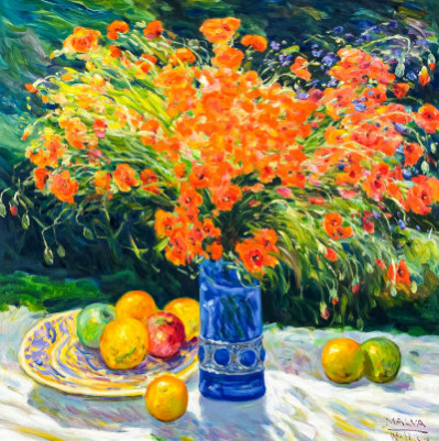 Title Malva (Omar Hamdi) - Still Life with Orange Poppies / Artist