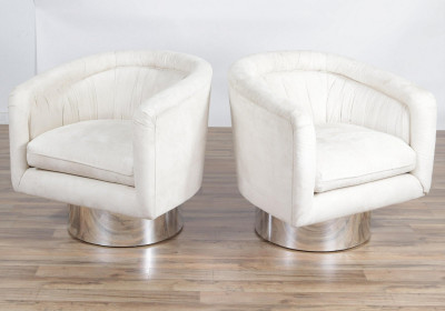 Image for Lot Pair of Carl Springer Style Swivel Club Chairs