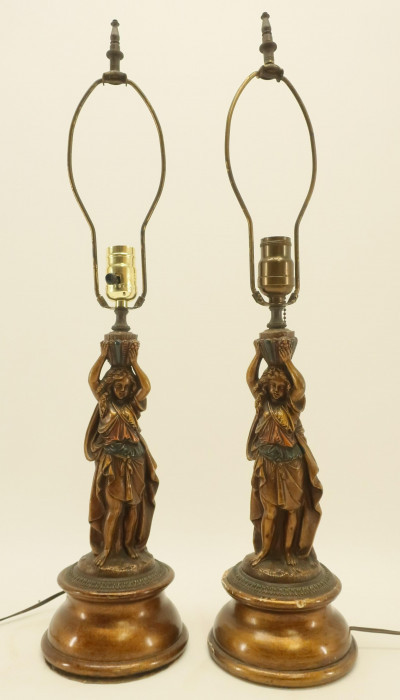 Image for Lot Pair Metal Figural Lamps