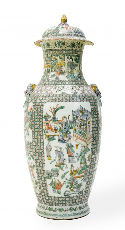 Image for Lot Chinese Porcelain Famille Rose Tall Covered Urn (damaged)