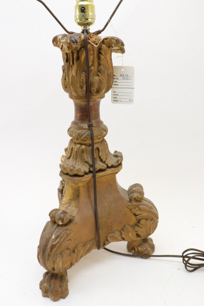 Image 3 of lot 2 Continental Baroque Gilt Candlesticks 18th C