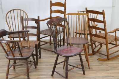 Image for Lot Eight 19th C Windsor and Ladderback Chairs