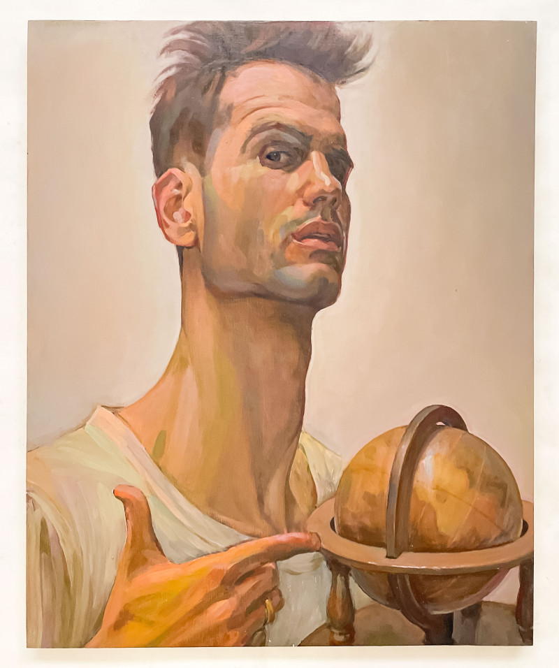 Jeffrey Asan - Man with Globe (Self-Portrait)
