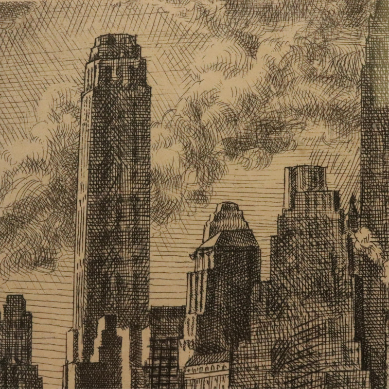 William C McNulty Manhattan drypoint etching