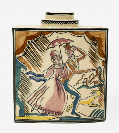 Image for Lot Lallemant Vase Depicting 19th Century Couple